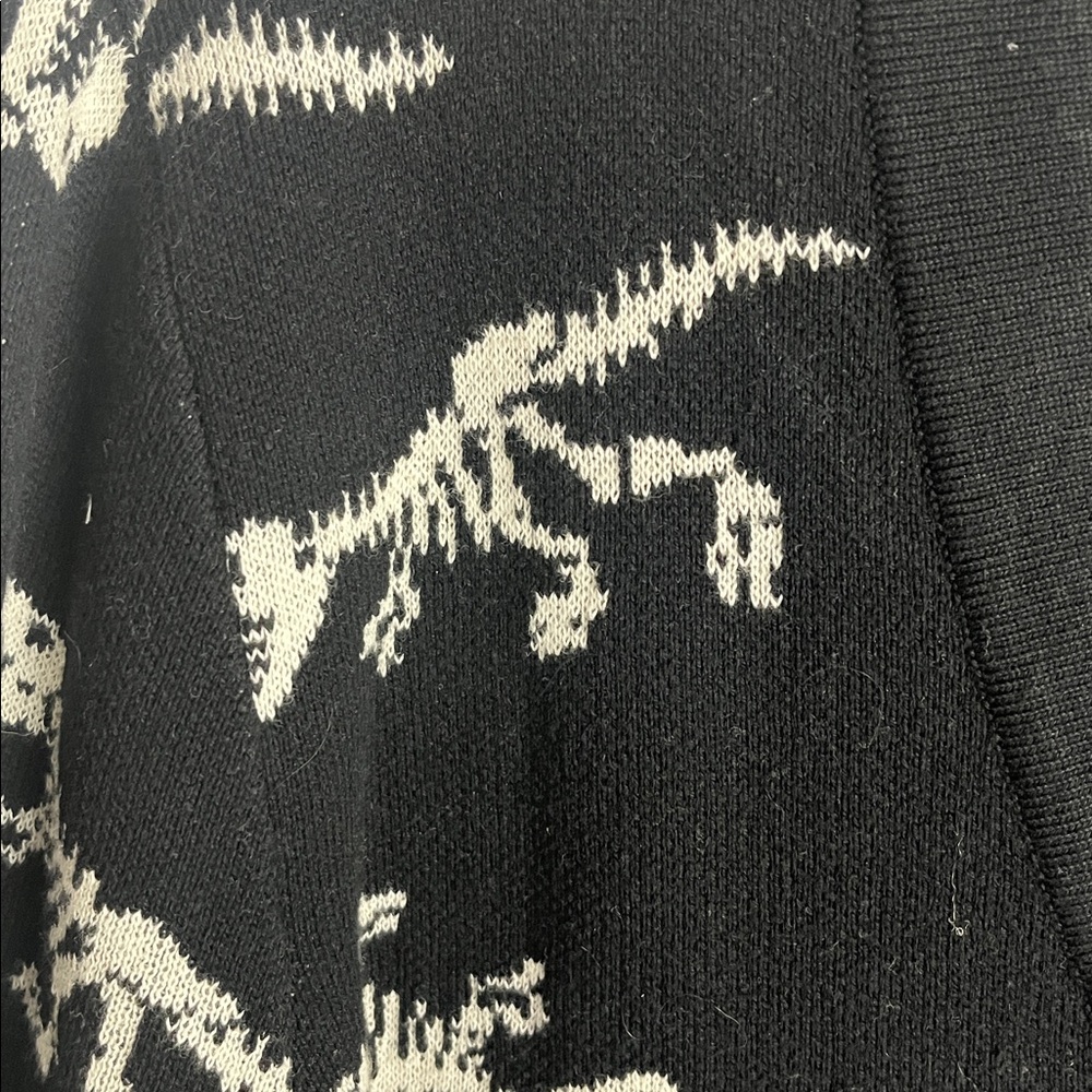 Black Dinosaur Patterned L Sweater Medium - image 3